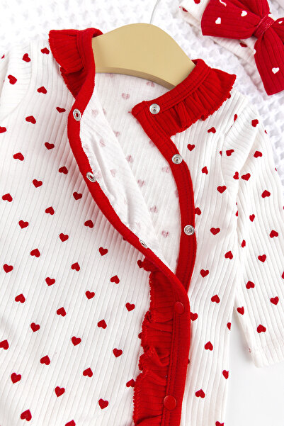 Babymod Baby Girl Romper Set with Heart Ruffle Bandana