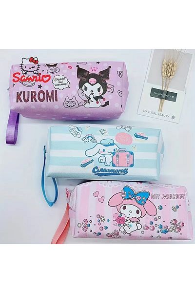 BABUN Kuromi Sanrio Wide Large Capacity Cartoon Leather Girls' Pen Holder Pencil Bag Box