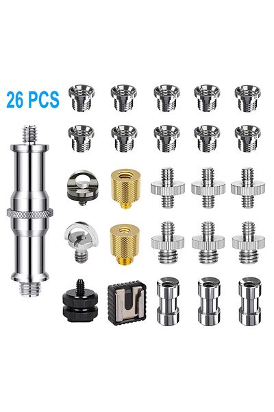 WNG 26pcs Camera Screw Mount Set 26pcs 1/4 Inch And 3/8 Inch Converter Threaded Screws Adapter Flash Sho