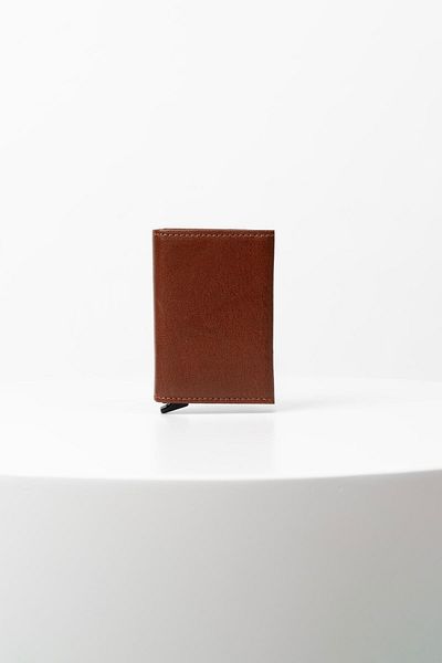 BAYDERİ Valde Genuine Leather Mechanical Card Holder Wallet