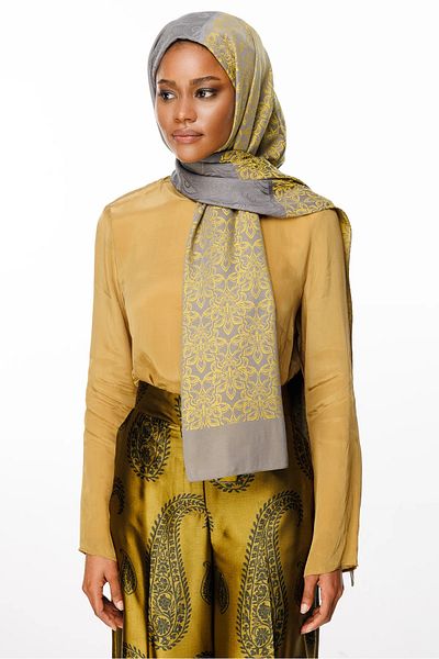 Mooncorn Nora Pattern Reversible Shawl Dark Grey-Mustard