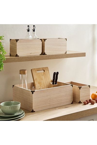 Home Box Paulownia 4-Piece Wooden Box Set