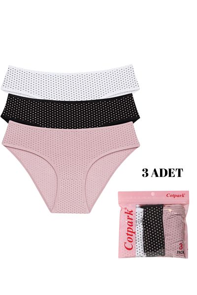 Cotpark Chiloți bikini de bază din bumbac pentru femei, pachet de 3 4135