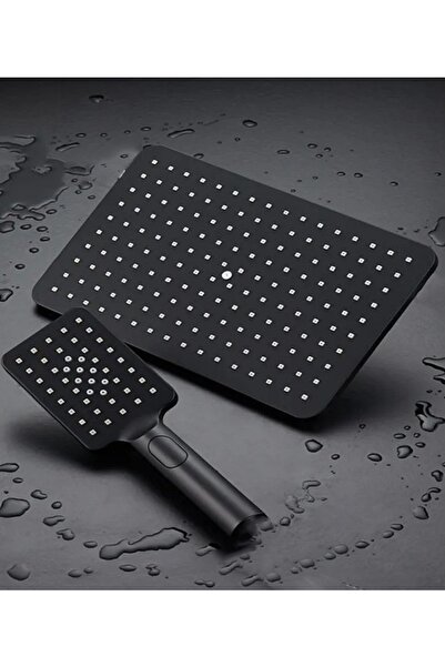 ACAR SU ARMATÜRLERİ Siyah Yağmur Duş Başlığı ve El Duşu ,Vayra-Z Serisi 29x19...