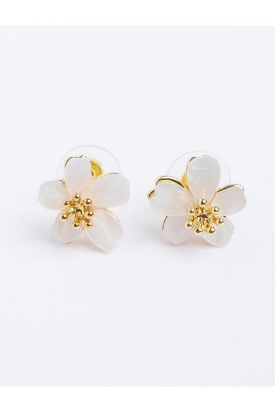 Jimmy Key White Daisy Figured Earrings