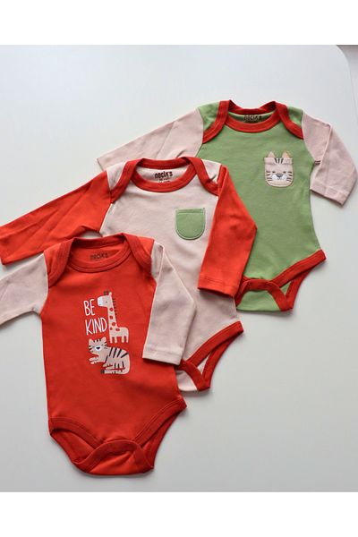 Necix's Cotton Comfortable Cute Design Animal Pattern Long Sleeve Newborn Baby Girl Boy Bodysuit