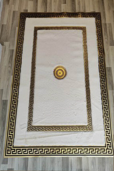 KRAL HOME Gold Varaklı Krem Renk Peluş Halı
