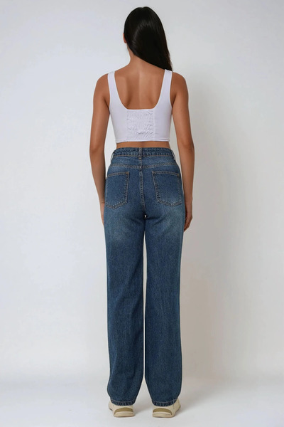 Hiccup Kare Yaka Dikiş Detaylı Crop Örme Üst