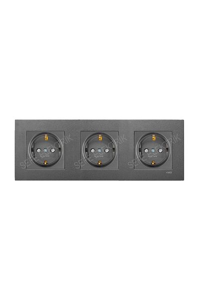 VİKO Viko Novella Smoked 3 Pieces Ç.K. Grounded Socket and 1 Triple Frame