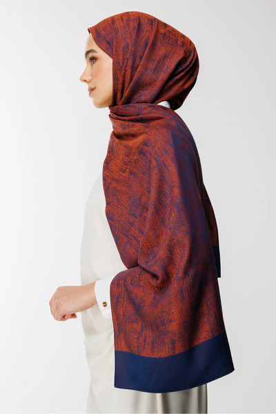 Mooncorn Navy Blue-Onion Shell Sahra Pattern Double Sided Shawl