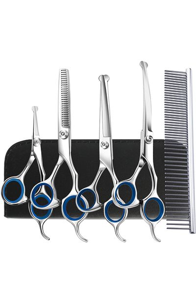 Choice Silver Safty Pet Grooming Scissors Round Head Professional Stainless Steel Dog Hair Scissors Animal
