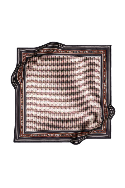 Pierre Cardin وشاح بيير كاردان كريب من الساتان مع طباعة الشعار