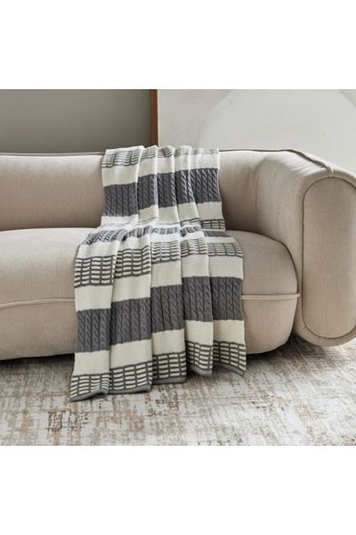 Home Box Lisse Stripe Chunky Knitted Throw 130x170 cm