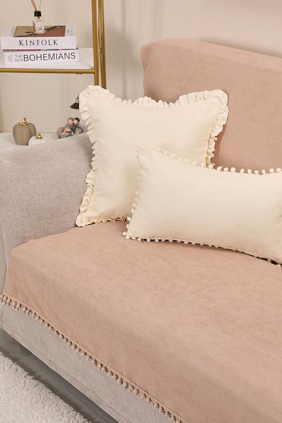 Aisha's Design Pom-Pom Armchair Cover 180X155 Cm,Ko-34Ik