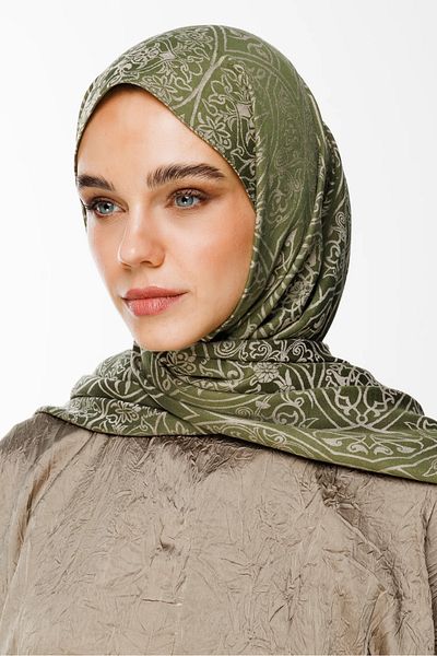Mooncorn Morocco Pattern Double Sided Shawl Khaki-Salmon