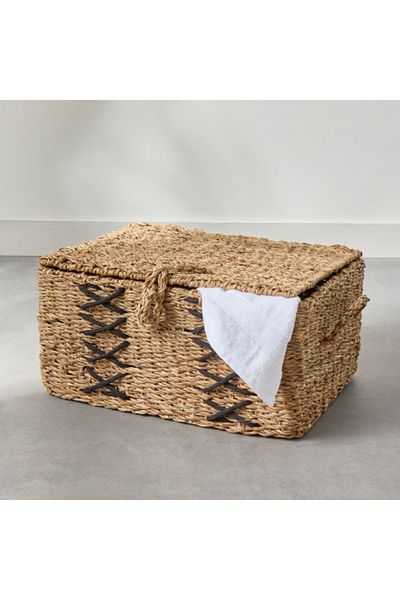 Home Box Naturaloom Stitch Rectangular Trunk with Iron Frame Inside 50x34x25 cm