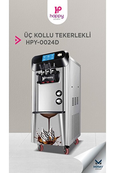 happyicecream Üç Kollu Tekerlekli̇ Pro Soft Dondurma Maki̇nasi