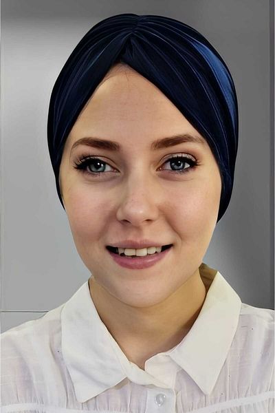 Trenderrs Women's Luxury Sandy Fabric Tied Pleated Hijab Bonnet