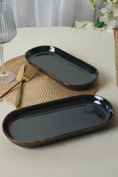 Keramika 26 Cm Emerald Noyan Boat Plate - 2 Pieces