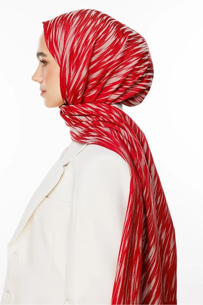Mooncorn Σάλι διπλής όψης Selis Pattern Claret Red-Mint Green