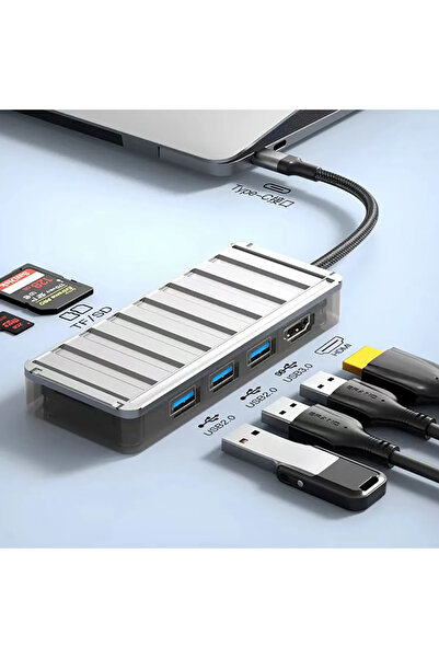 MATECHNO 6 in 1 3x USB 1x SD 1x TF 1x HDMI Çıkışlı USB C Hub Çoklayıcı Görünt...
