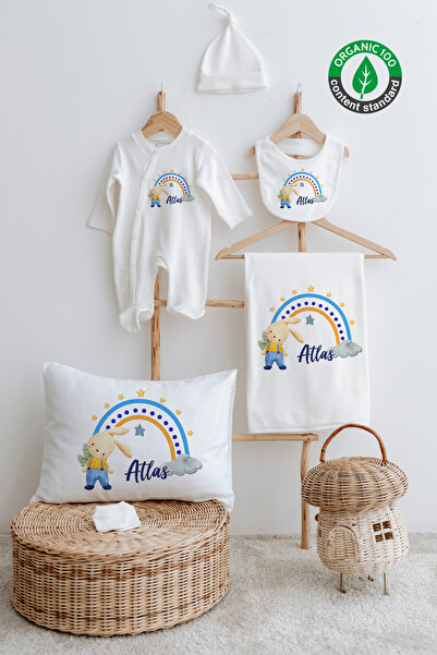 Lilabio %100 Organik Isme Özel Isimli 6lı Hastane Çıkışı Tulum Set