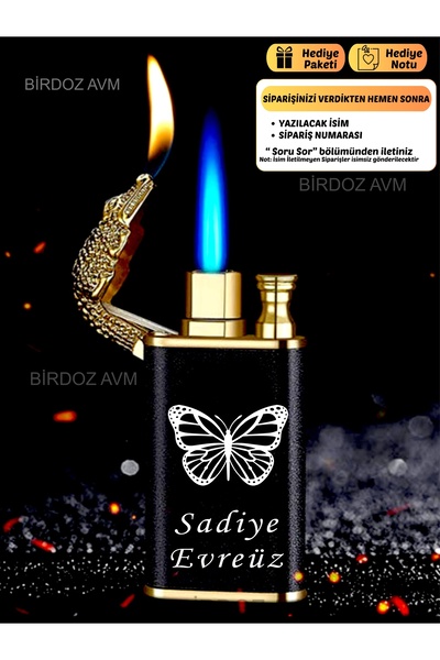 birdoz avm Kişiye Özel İsimli KELEBEK Tasarım Hediyelik Timsah Başlıklı Çift ...