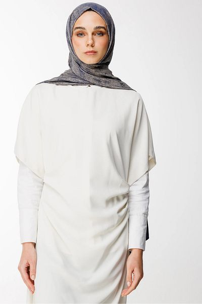 Mooncorn Σαλιάρα διπλής όψης με μοτίβο Navy Blue-Beige Sahra