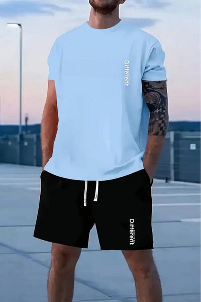 NO 601 Baby Boy Blue Different Printed Oversize T-Shirt Black Short Set