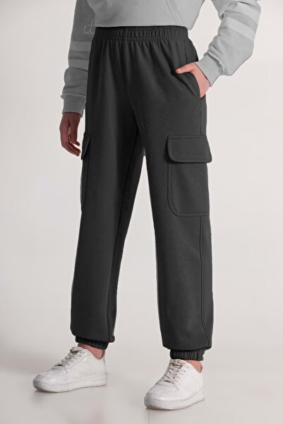 Genel Markalar Kargo Cepli Beli Paçaları Lastikli Kordonlu Kız Çocuk Eşofman Alt