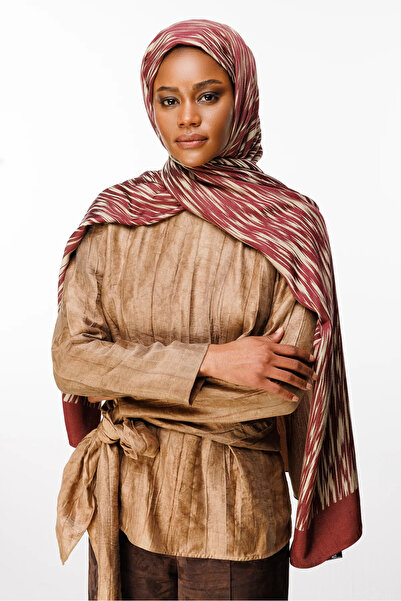 Mooncorn Σάλι διπλής όψης Selis Desen Plum-Salmon