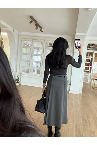 My Blog Antracitová sukně s bočním rozparkem - 240338