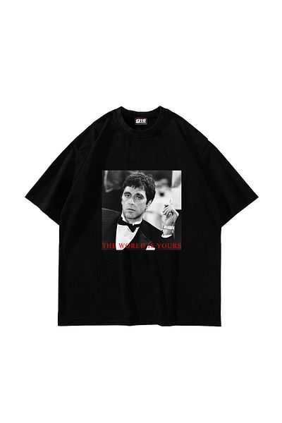 Sekizbiraltı The World Is Yours Printed Oversize Unisex Μαύρο Tshirt