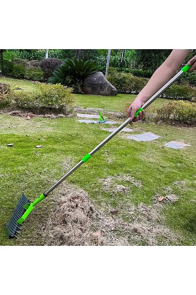 Choice Thatch Rake 3 Sections Stainless Steel Dethatcher Lawn Rake for Clearing Dead Grass