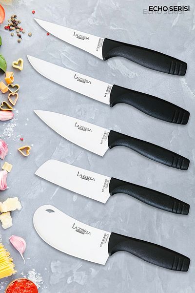 LAZBİSA Eco Series Kitchen Knife Set Meat Bread Vegetable Salad Pizza Dumpling Pita Chef Knife Set of 5