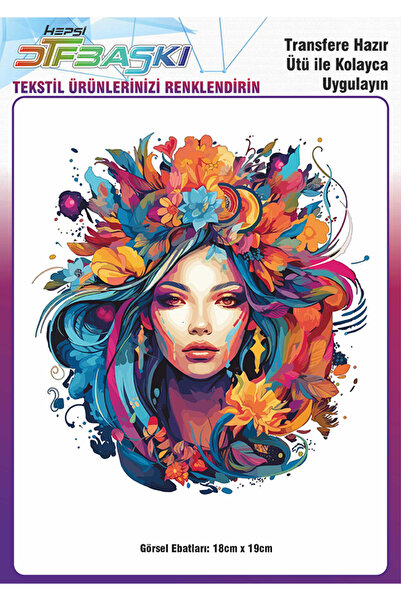 F17 Ajans Ütü ile Yapışan Vintage Bohemian Tekstil Dtf Baskı