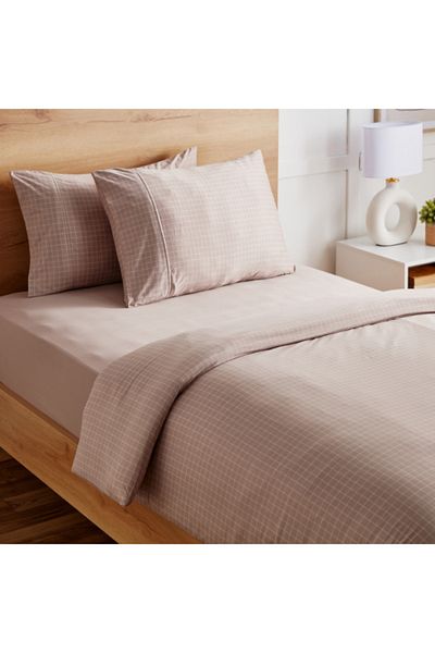 Home Box Ferum 3-Piece Striped Microfibre Queen and King Duvet and Quilt Cover Set 220x220 cm