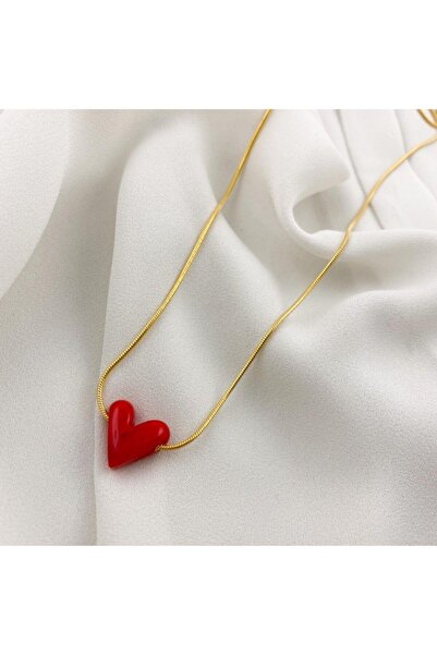 Venus Design Kadın  Murano Kırmızı Kalp Kolye