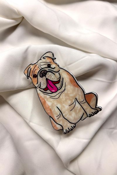 New Obsessions Γυναικεία πόρπη με μανταλάκια Bulldog Acetate