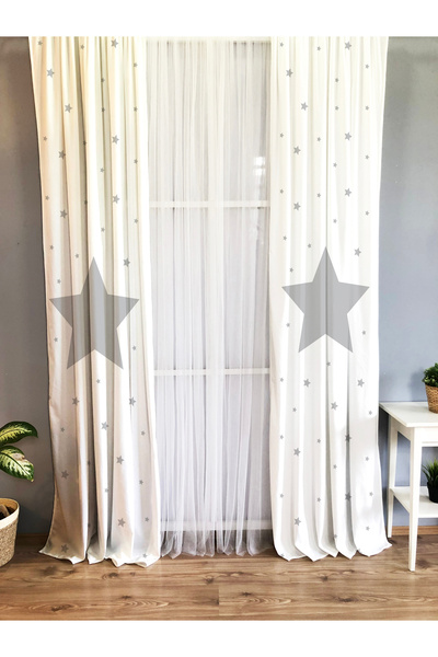 Evmila Κουρτίνα φόντου γκρι αστέρι 232