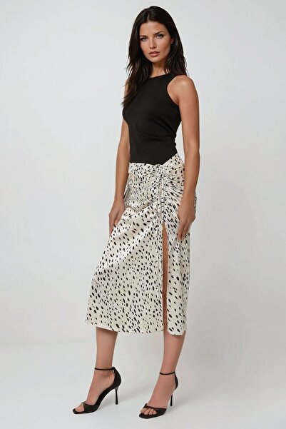 Hiccup Satin Slit Bodycon Midi Skirt