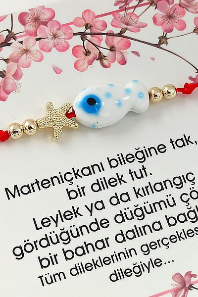 Çlk Accessories Premium Elevator Martenitska Bracelet with Card Red String 70792 Model