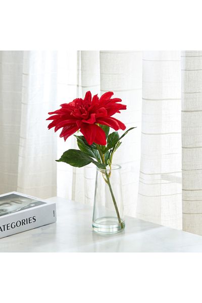 Home Box Liara Dahlia Flower Arrangement with Still Water in Glass Bottle 30 cm