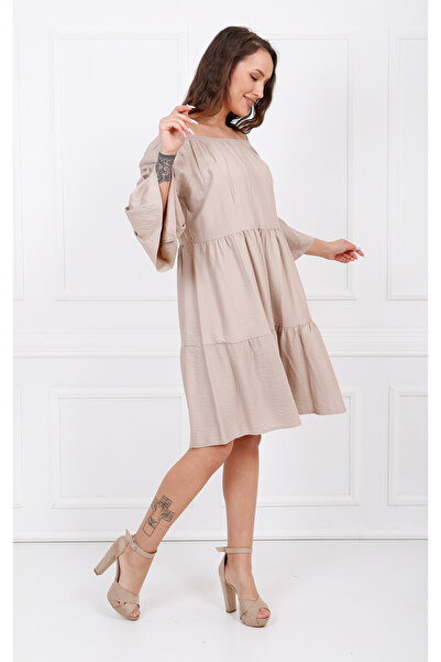 Sense Φόρεμα με μακρυμάνικο γιακά Madonna |   Elb32691 K. βιζόν