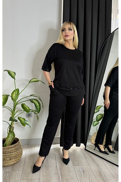 ViolettaXL ΓΥΝΑΙΚΕΙΟ ΜΕΓΑΛΟ ΜΕΓΕΘΟΣ ΜΑΝΙΚΙ, ΦΟΥΣΤΑ ΚΑΙ ΠΑΙΝΤΕΛΟ ΠΑΙΝΤΕΛΟ ΛΕΠΤΟΜΕΡΗ ΕΜΠΡΙΜΕΝΟ ΒΡΑΔΙΝΟ ΣΕΤ