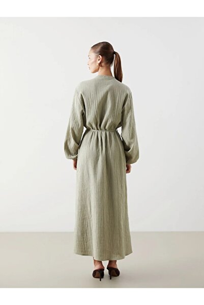 LC Waikiki Dámské košilové šaty s klasickým zeleným límečkem LCWAIKIKI