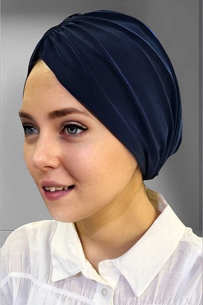 Trenderrs Women's Luxury Sandy Fabric Tied Pleated Hijab Bonnet