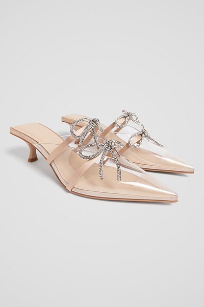 Stradivarius Vinyl Mules With Bows Limited Edition