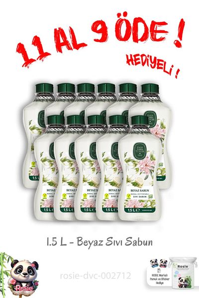 Eyüp Sabri Tuncer Buy 11 Pay 9 Natural Olive Oil Liquid White Soap 1.5 L and Rosie Gift