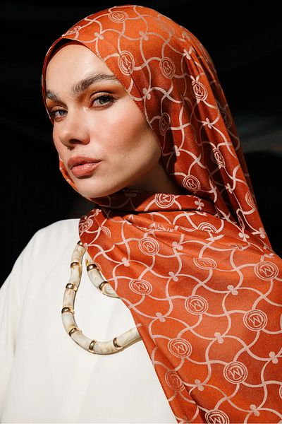 Mooncorn Σάλι διπλής όψης Marrakech Pattern Κανέλα-Μπεζ